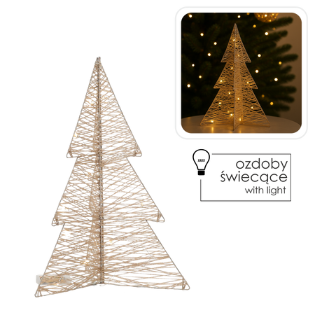 OZDOBA ŚWIĄTECZNA - CHOINKA LED 50 CM SZAMPAŃSKIE ZŁOTO *6246