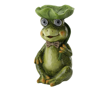FIGURKA OGRODOWA - ŻABA KARMNIK ZE ŚWIECĄCYMI OCZAMI 21,5 x 20 x 35,5 CM LED *7218