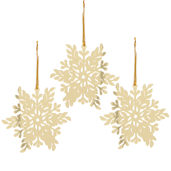 SET 3 DECORAȚII PENTRU BRAZI - FULG DE ZĂPADĂ AURIE 8 x 8 CM ambalaj=48buc *0764
