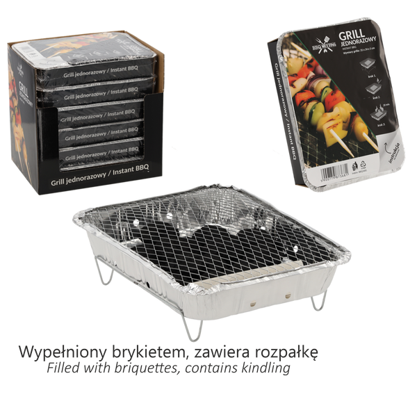 GRILL JEDNORAZOWY BRYKIET 31 x 24 x 5 CM disp=6szt
