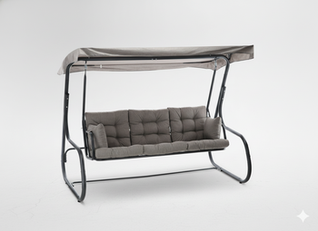 HUŚTAWKA OGRODOWA 215 x 130 x 175 CM SZARY MELANŻ Z FUNKCJĄ LEŻANKI PREMIUM