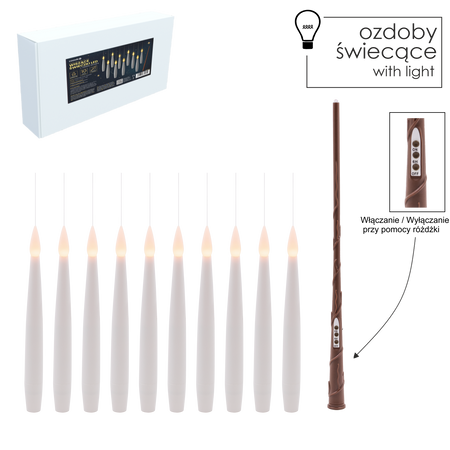 KPL. 10 WISZĄCYCH ŚWIECZEK LED Z RÓŻDŻKĄ 1,5 X 15,5 CM *9452