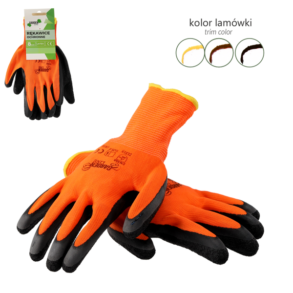 RĘKAWICE OCHRONNE "8" DZIANE Z POLIESTRU POKRYTE LATEKSEM opak=12 *1200