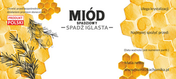 SADA 100 ETIKET MEDOVÉHO VČELÍHO - JEHLIČÍ 116 x 50 MM *8306