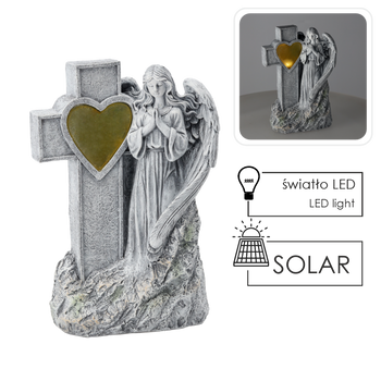 FIGURA ANIOŁ Z KRZYŻEM LED 22,5 X 12 X 34 CM *8790