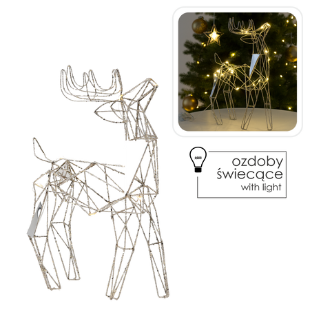 OZDOBA ŚWIĄTECZNA - RENIFER LED 44 CM GEOMETRYCZNY *6314