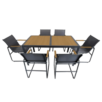 ZESTAW MEBLI OGRODOWYCH STÓŁ + 6 KRZESEŁ ANTRACYT*3549