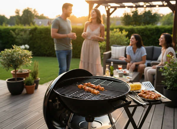 KETTLE CHARCOAL GRILL WITH LID AND WHEELS 46 x 44 x 71 CM