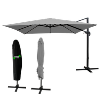 GARDEN UMBRELLA "MINI ROMA" 2.5 X 2.5 M GRAY WITH COVER