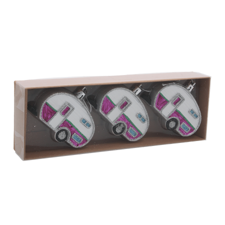 SET DE 3 ORNAMENTE DE CRĂCIUN 8 CM PRADUIRE CAMPING MIX CULORI *5348