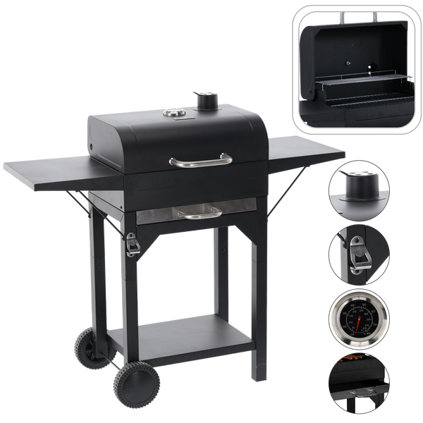 CHARCOAL GRILL WITH COVER GRATE AND WHEELS