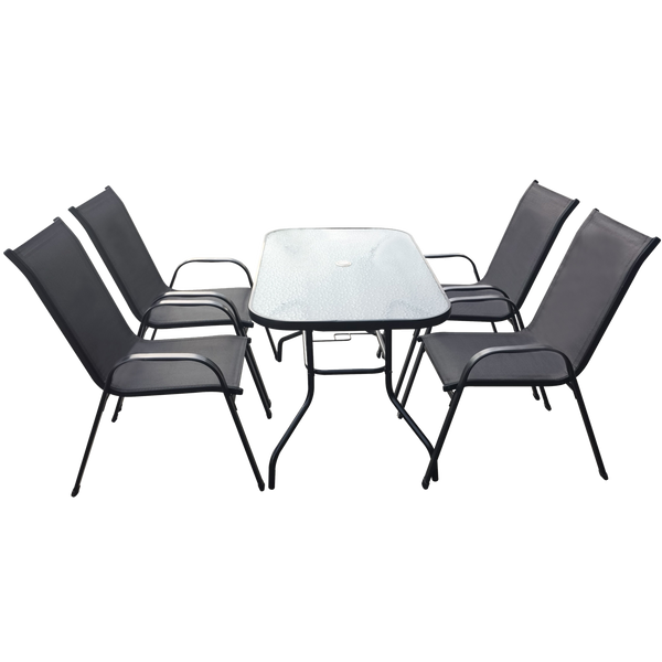 ZESTAW MEBLI OGRODOWYCH - STÓŁ 120 x 70 x 70 CM + 4 KRZESŁA 91 x 54 x 70 CM - CZARNY *6629