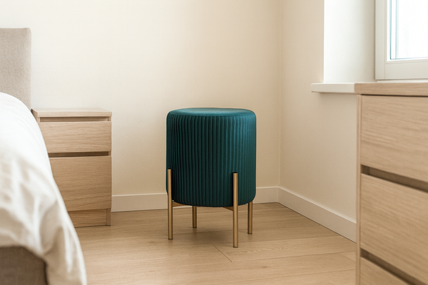 ROUND POUF WITH LEGS 28 X 42 CM GREEN