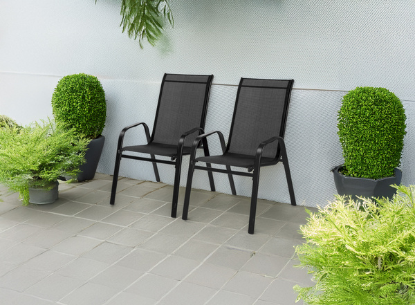 SET OF 2 PCS STEEL KD CHAIR BLACK 54 x 70 x 92 CM