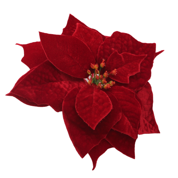 ARTIFICIAL FLOWER - POINSETTIA 25 CM ON CLIP DARK RED
