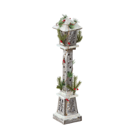 CHRISTMAS WOODEN LED LANTERN WITH STARS 13 x 13 x 60 CM