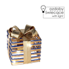 CHRISTMAS DECORATION - GIFT WITH BOW BLUE 15 CM LED