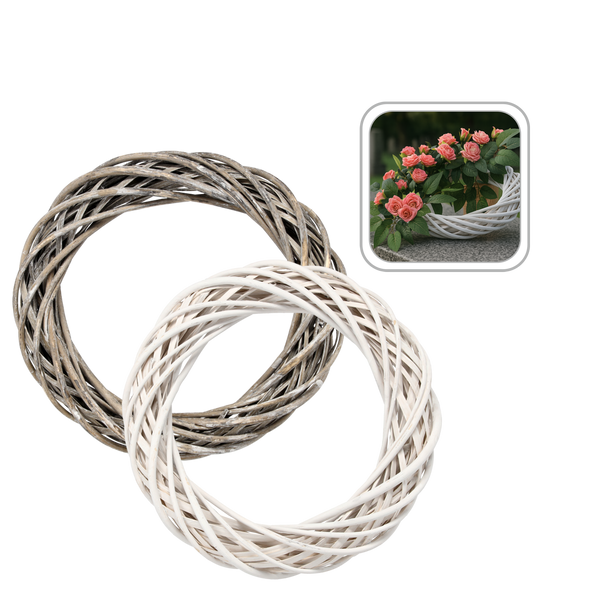 WICKER WREATH 35 CM WHITE / GRAY