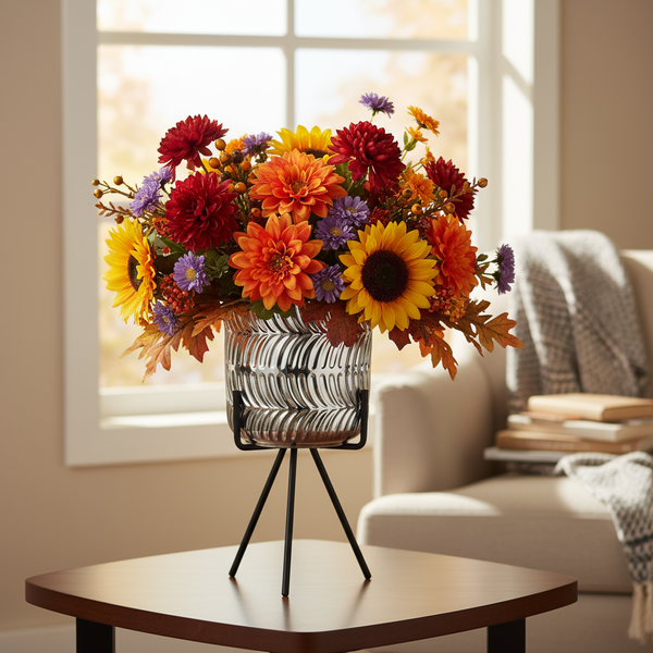 KERAMICKÝ KVĚTINÁČ 15 x 15 x 13 CM STŘÍBRNÝ *2302