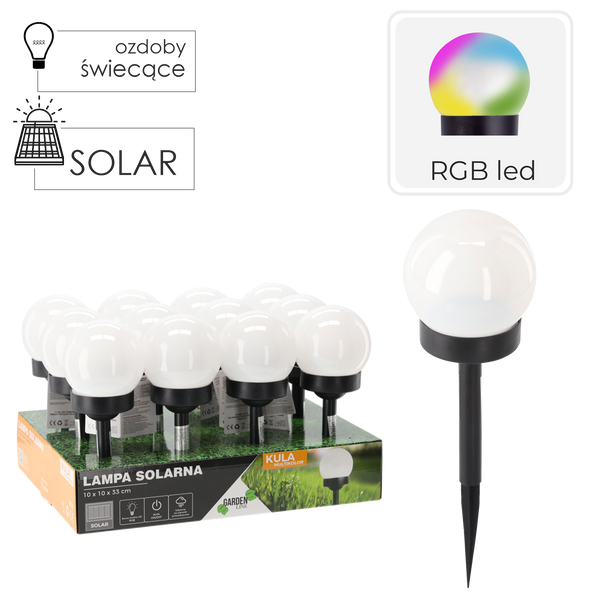 SOLÁRNA LAMPA COLOR SPHERE 10 X 10 X 33 CM displ.12szt *6716
