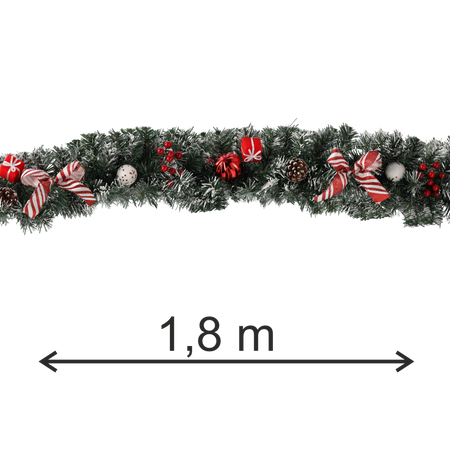 CHRISTMAS DECORATION - GARLAND 1,8 M WHITE AND RED