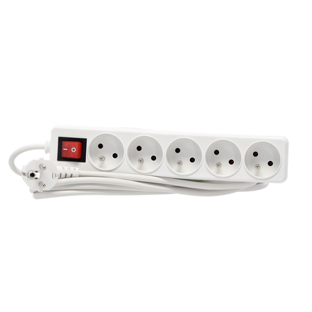 EXTENSION CORD POWER STRIP WITH SWITCH 5 SOCKETS 5 M WHITE