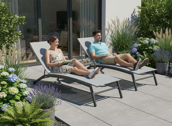 LEŻAK OGRODOWY 195x63x90cm SZARY