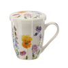KUBEK PORCELANOWY Z ZAPARZACZEM I POKRYWKĄ 340 ML MIX KWIATOWYCH WZORÓW *1902