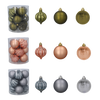 SET OF 12 BAUBLES 6 CM OLIVE/COPPER/GRAPHITE TUBE