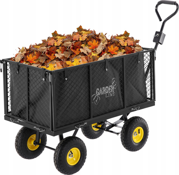 WÓZEK OGRODOWY DWUFUNKCYJNY XL - CZARNY Z PLANDEKĄ 