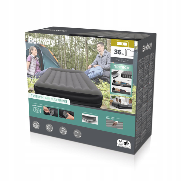 MATERAC DMUCHANY 203 X 152 X 36 CM TRITECH QUEEN SIZE Z WBUDOWANĄ POMPKĄ *0513