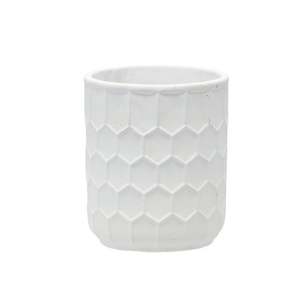Vază din ciment pentru ghiveci 13.5 x 13.5 x 16 CM Plaster Miere Alb *1299