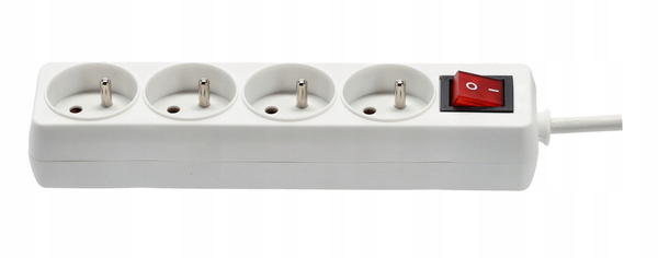 EXTENSION CORD POWER STRIP WITH SWITCH 4 SOCKETS 5 M WHITE