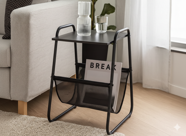 STOLIK BOCZNY Z GAZETNIKIEM 40 x 40 x 55 CM CZARNY *1197