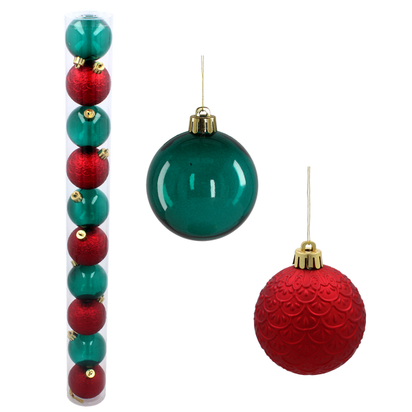 KPL. 10 BOMB IN A TUBE 6 CM RED / BOTTLE GREEN *3597