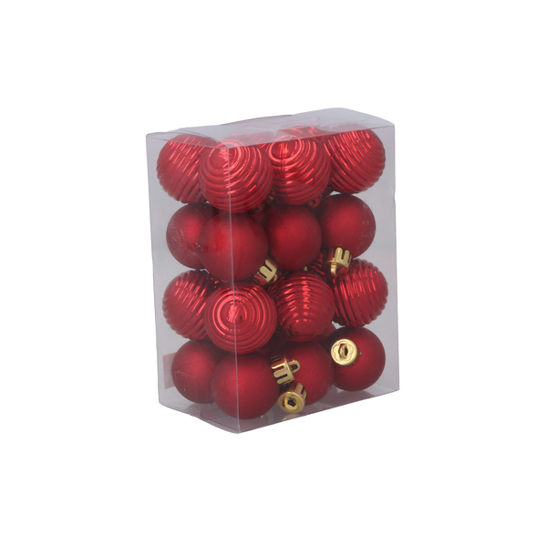 KPL. 24 BOMBEK 3 CM CZERWONY/ZŁOTY/SREBRNY MIX WZORÓW *7146