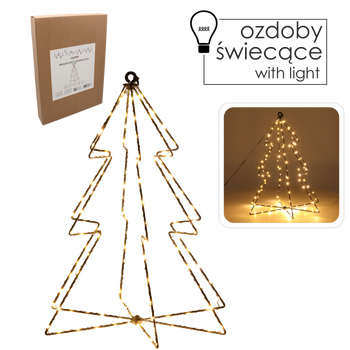 ŚWIĄTECZNA OZDOBA - CHOINKA LED 40 CM 120 L CIEPŁY BIAŁY NA BATERIE *0306