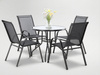 ZESTAW MEBLI OGRODOWYCH - 4 KRZESŁA + OKRĄGŁY STOLIK - CZARNY