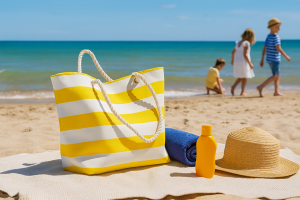 TORBA PLAŻOWA 48 x 36 CM PASKI MIX KOLORÓW *4663