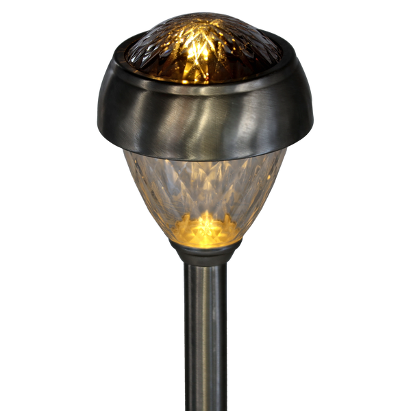 LAMPA SOLARNA LEYA 9,2 x 9,2 x 38 CM SREBRNA CIEPŁY BIAŁY disp=12szt *4238