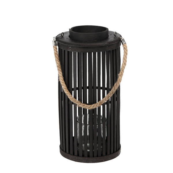 LAMPION DREWNIANY 40 x 20 CM CZARNY *1333