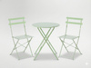 ZESTAW MEBLI OGRODOWYCH ZIELONY (STÓŁ OKRĄGŁY + 2 KRZESŁA)