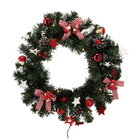 VÁNOČNÝ VENIEC 15 LED 40 CM ČERVENO-BIELY *0790
