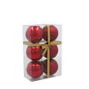 SET OF 6 CHRISTMAS BAUBLES RED 7 CM