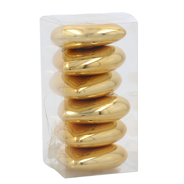 KPL. 6 BOMBEK SRDCE 7 CM ČERVENÝ / ZLATÝ / STRIEBORNÝ *3795