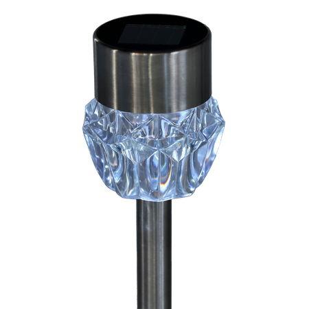 LAMPA SOLARNA INES 7 x 7 x 33,5 CM SREBRNA ZIMNY BIAŁY disp=12szt *4337