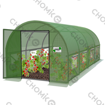 TUNEL FOLIOWY OGRODOWY 4 SEGMENTOWY ZIELONY 6 x 3 x 2 M Z DRZWIAMI NA ZAWIASIE *6223