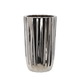 VAS CERAMIC PENTRU GHIVECHE 24,5 x 24,5 x 41,5 CM DORITĂ ARGINTIE *3468