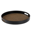 ROUND TRAY WITH HANDLES 35 x 35 x 4 CM BLACK WITH JUTE