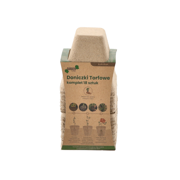 SET OF 18 PEAT FLOWERPOTS 8x8x8 CM